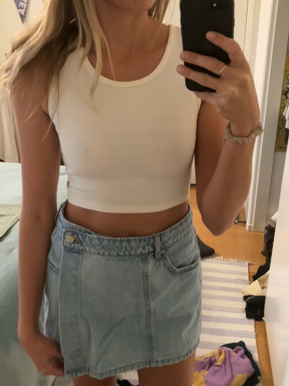Roxy Cream Ribbed Cropped Tank
